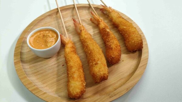 25 Brochetas de langostino panko